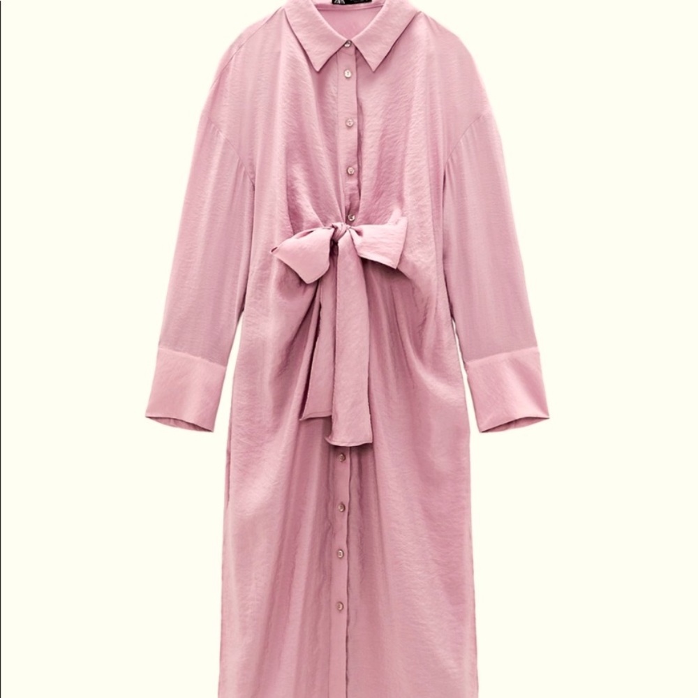 Zara Pinkish/Purple Tie Front Dress Size Medium